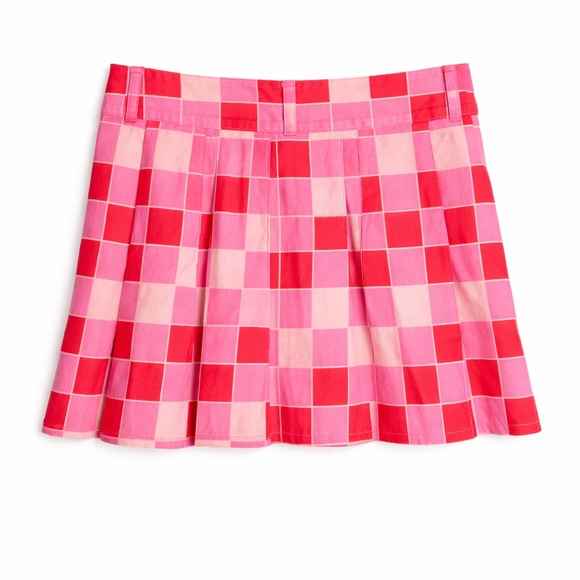 American Bazi Y2K Pink Checkerboard Pleated Mini Skirt 1X Preppy Trend - Picture 4 of 13